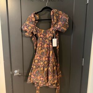 Paisley Puff Sleeve Dress